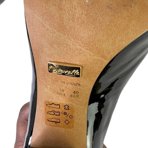 L’INTERVALLE BLACK PUMPS BLACK HEEL SQUARE TOE HEEL PATENT LEATHER BLOCK HEELS 9 - Picture 13 of 17
